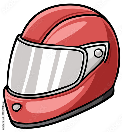 Vibrant Red Cartoon Motorcycle Helmet with Clear Visor for Racing Safety