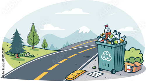 Plastic Litter on Roads a Scene of Pollution and Environmental Damage