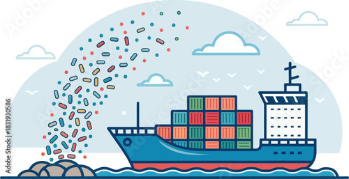 Plastic Pellets Spilling Depicting Environmental Pollution