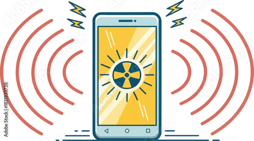 Smartphone emitting strong radiation signal in a single icon image