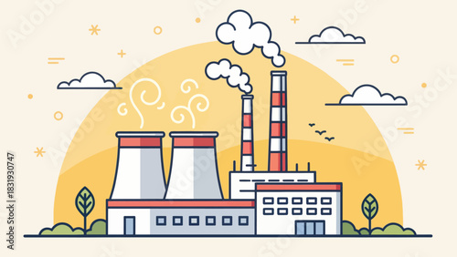 Power Plant Releasing Warm Air as Part of Cooling Process