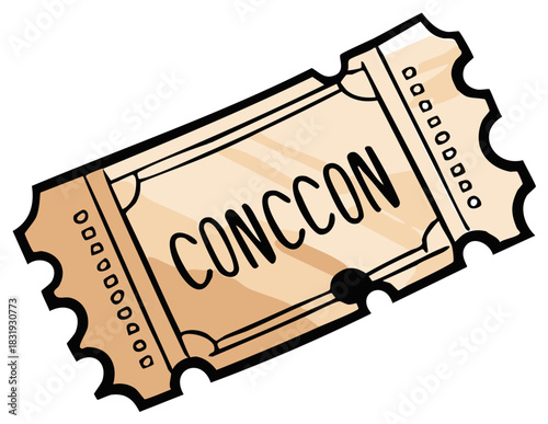 Vintage Style Event Ticket Graphic with Tear Off Design and Conccon Text