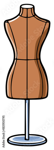 Cartoon Style Female Dress Form Mannequin for Fashion Design and Tailoring