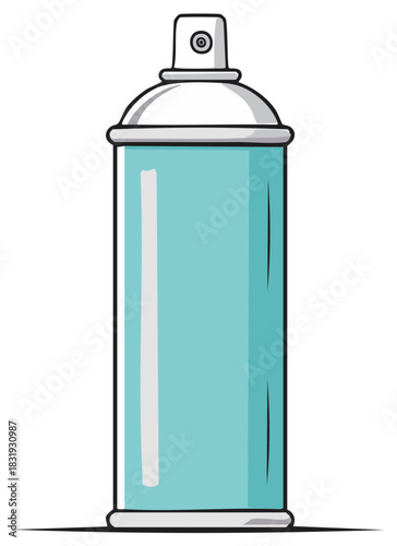 Illustrated Turquoise Aerosol Spray Can Ready for Painting Arts and Crafts Projects or Graffiti Street Art