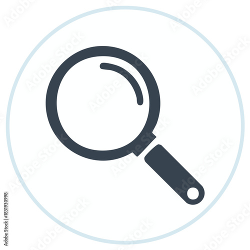 Magnifying glass icon for search, zoom, and discovery in digital platforms