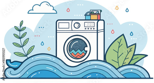 Washing machine releasing microfibers causing pollution in water