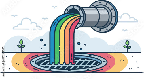 Toxic Dye Discharging Into Water Causing Environmental Damage