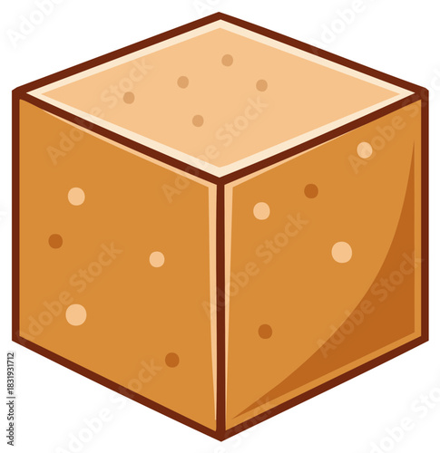 Simple Cartoon Square of Brown Sugar Cubes with Rounded Edges