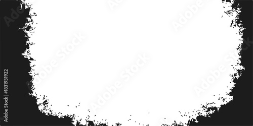 Vintage grunge black and white ink splatter border design with copy space