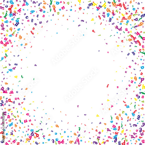 Flying latin letters. Colorful childish scattered