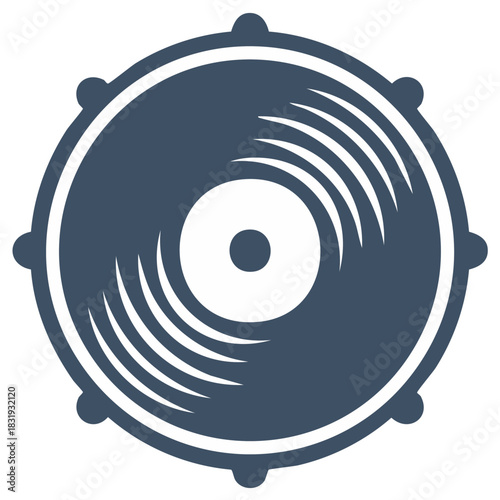 Navy Blue Vinyl Record with Spokes Illustration for Music or Party Concept