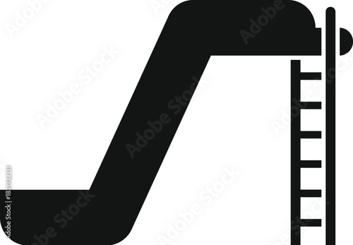 Simple black silhouette of a waterslide with a ladder leading up to it, perfect for summer fun