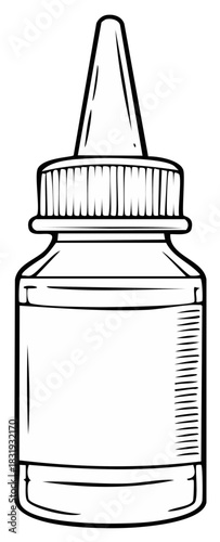 Outline Illustration of a Medicine Bottle with Dropper Top for Healthcare or Allergy Relief Use
