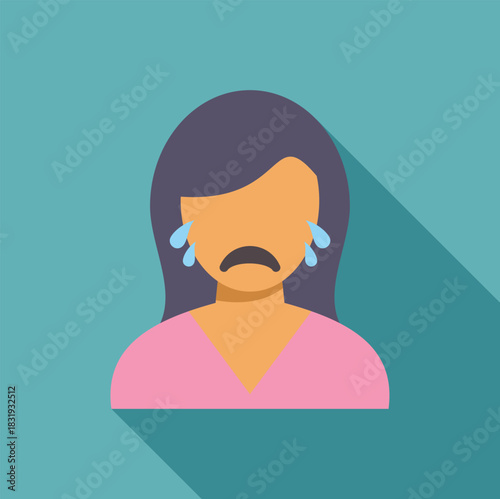 Crying woman with tears streaming down her face expressing sadness and grief