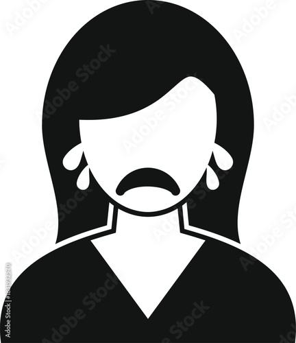 Crying woman with tears streaming down her face expressing sadness