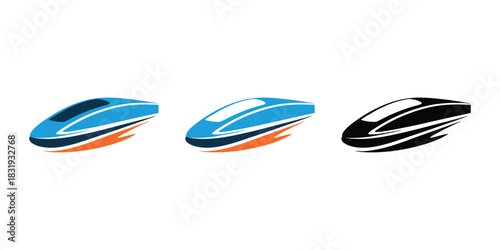 Vector high speed train set isolated on white background