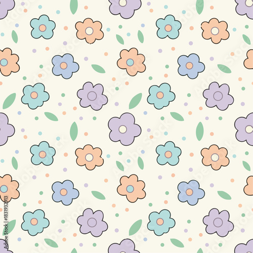 seamless pattern with flowers and birds