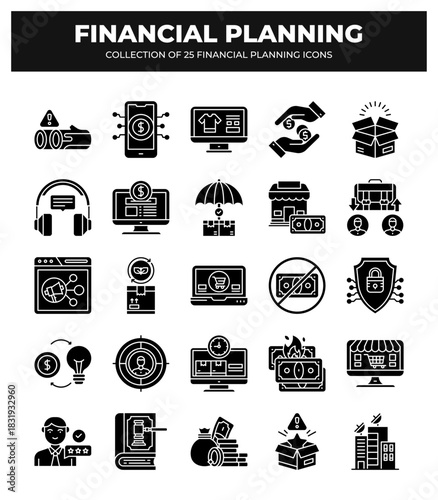 Financial Planning Icons: A Collection of 25 Essential Finance Icons