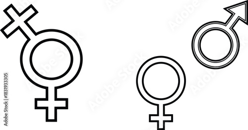 Venus symbol and male and female gender symbols in black silhouette [Converted].eps