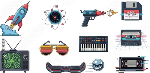 Retro and Futuristic Technology Icons Collection