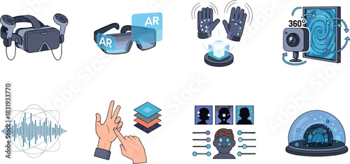Virtual and Augmented Reality Technology Icons