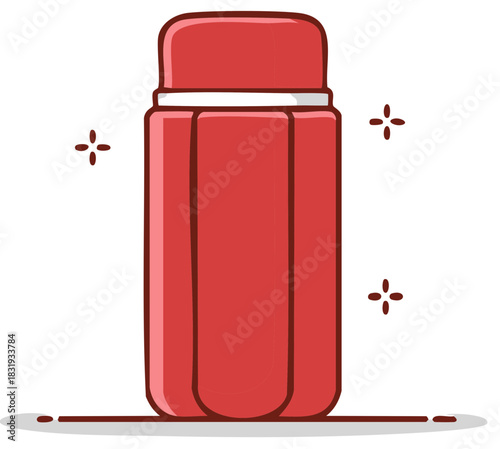 Red insulated water bottle illustration isolated on white background