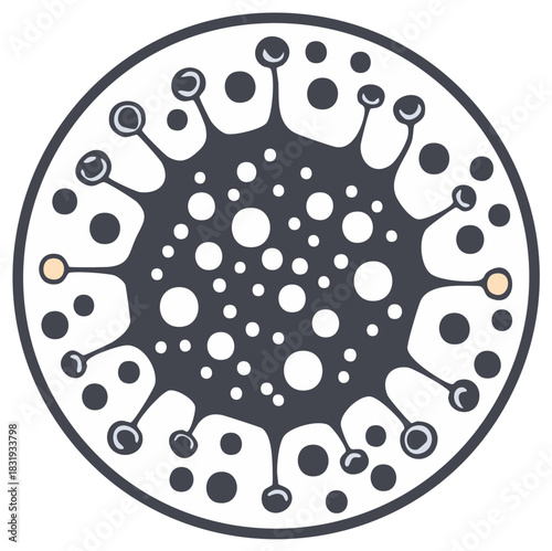 Abstract virus cell illustration microscopic organism icon representing disease and health issues