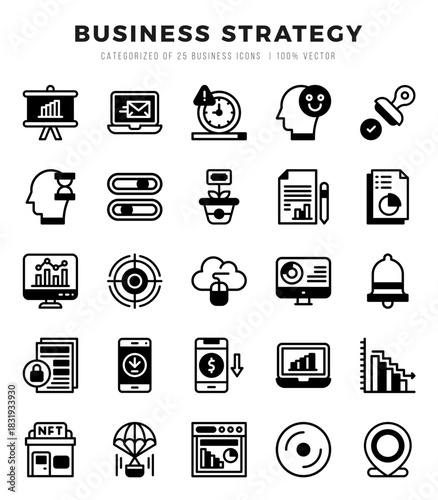 Business Strategy web icons in Lineal Filled style.