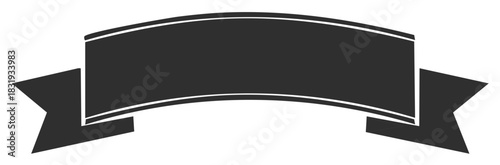 Decorative Dark Gray Ribbon Banner Design with White Accents for Announcements and Invitations