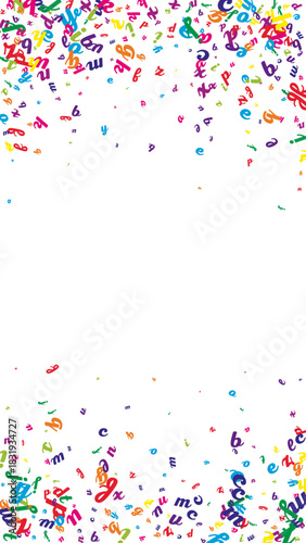 Falling letters of English language. Colorful