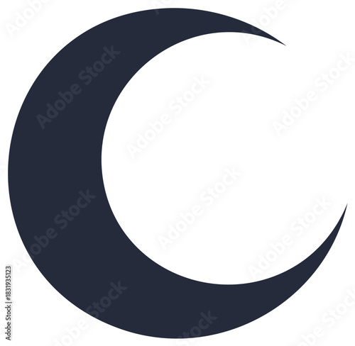 Sleek Crescent Moon Silhouette Dark Blue Celestial Body