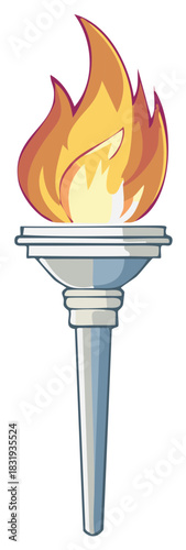 Classic torch with bright flame, symbol of competition and victory
