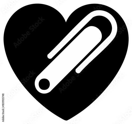 Heart Shape with Paperclip Illustration Vector Art Graphic for Valentines Day and Love Concepts