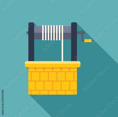 Illustration of a traditional water well featuring a crank and rope mechanism for lifting a bucket, symbolizing access to groundwater resources