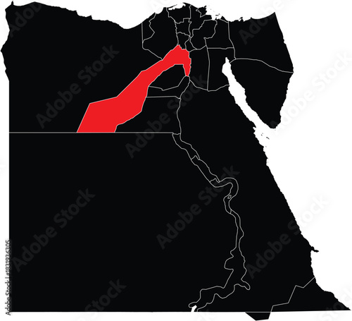 Greater Cairo Region on Map of Egypt Editable Vector