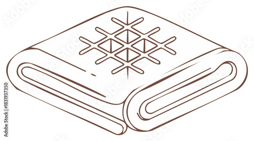Folded Waffle Blanket with Grid Pattern Outline