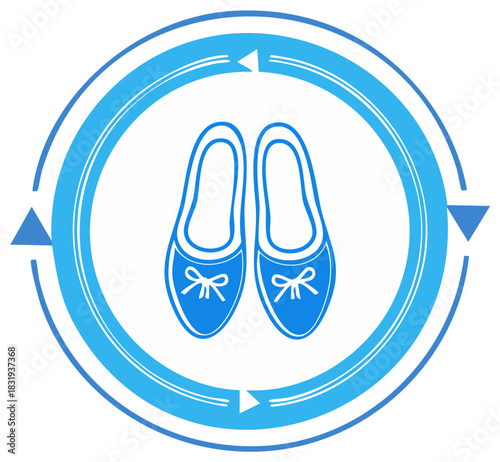 Blue Ballet Slippers Pair in Circular Arrow Flow Graphic for Movement