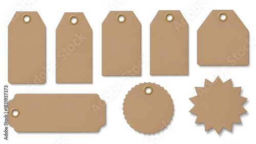 Set of price tag icon. Price tag collection. Blank cardboard price tags