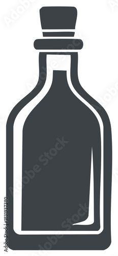 Dark Square Bottle with Cork Stopper Classic Design for Liquid Storage or Decorative Element