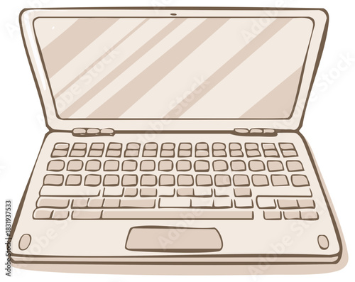 Open Portable Computer with Keyboard and Blank Screen for Text Input and Information Processing