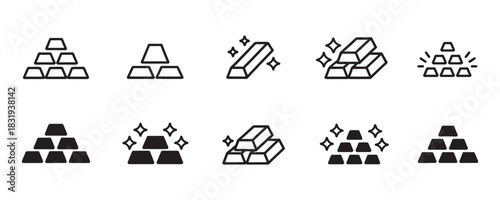 Illustrative gold bullion collection for wealth management and financial icons with sparkling richness and investment success concepts