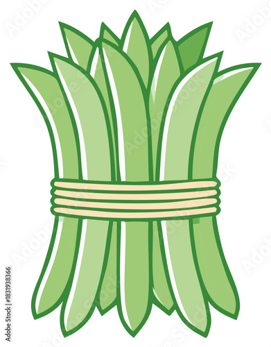 Vibrant Green Leek Bundle Vector Graphic Clipart Tied with String Fresh Food Ingredient for Creative Culinary Designs