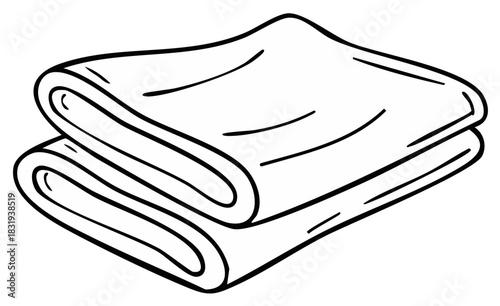 Simple line art illustration of two neatly folded white towels or textiles stacked