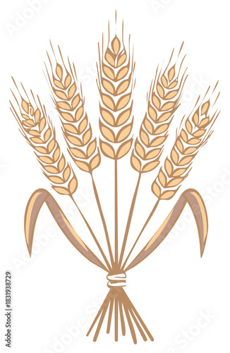Sheaf of Wheat, Grains Illustration, Harvest Crop Decoration