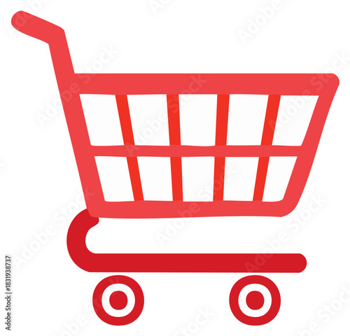 Red Shopping Cart Illustration Purchase Retail Sale Commerce Concept