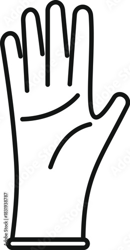 Clean black line drawing of a medical glove on a white background