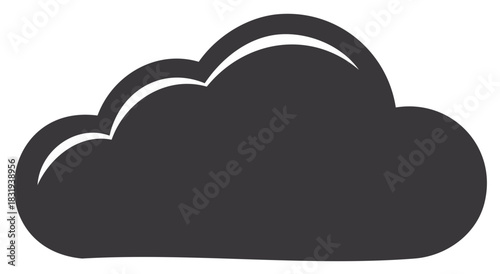 Black cloud icon in flat design. Weather, cloudscape symbol for apps and websites.