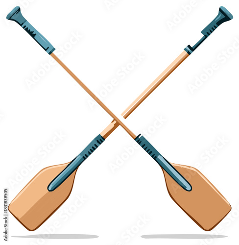 Crossed oars illustration for nautical design or logo element