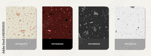 School notebook cover design. Terrazzo abstract