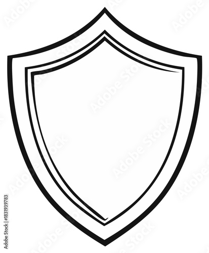 Outlined Shield Shape Emblem Sign for Logo, Badges, Insignia, Security, and Protection Designs